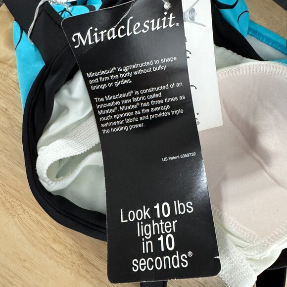 Miraclesuit Tankini Swim Top Womens Size 12 Blue Black Circle NWT SW-2068 - Picture 6 of 10